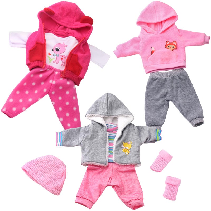 UNICORN ELEMENT 9PCS 1618 Inch Baby Doll Clothes Set Magic Tape Design Cute Outfits for Baby Dolls with Hat Socks 3 Age Pretend Play Costumes to Boost Creativity No Doll Included - Image 2