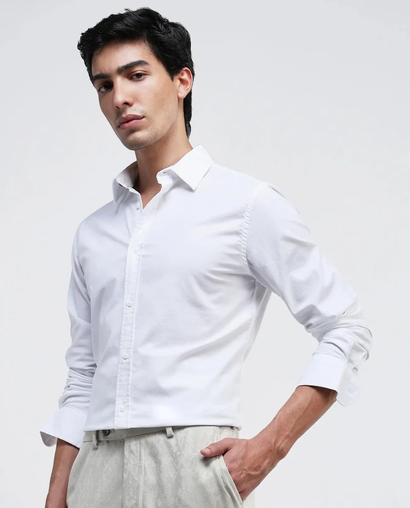 Rare Rabbit Men's Plain Formal Shirt With Embroidered Logo