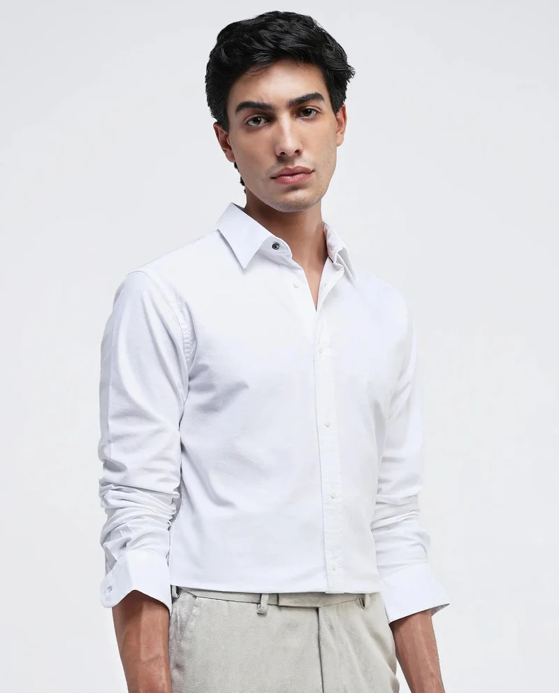 Rare Rabbit Men's Plain Formal Shirt With Embroidered Logo