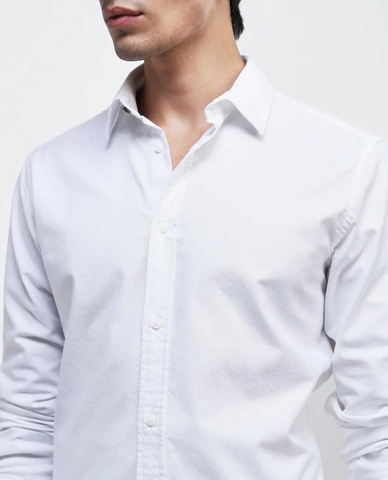 Rare Rabbit Men's Plain Formal Shirt With Embroidered Logo