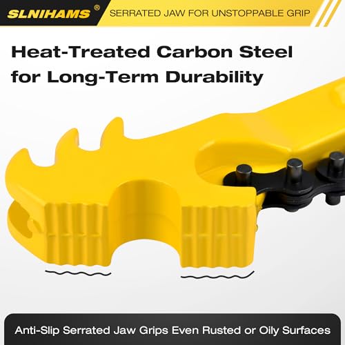 SLNIHAMS 16 Inch Chain Wrench, Heavy Duty Oil Filter Chain Wrench Adjustable 27" Chain for 1-1/2” to 7-1/2” Pipe & Oil Filter Grip - Heat-Treated Carbon Steel with Hanging Hook - Diesel/Plumbing Use - Image 3