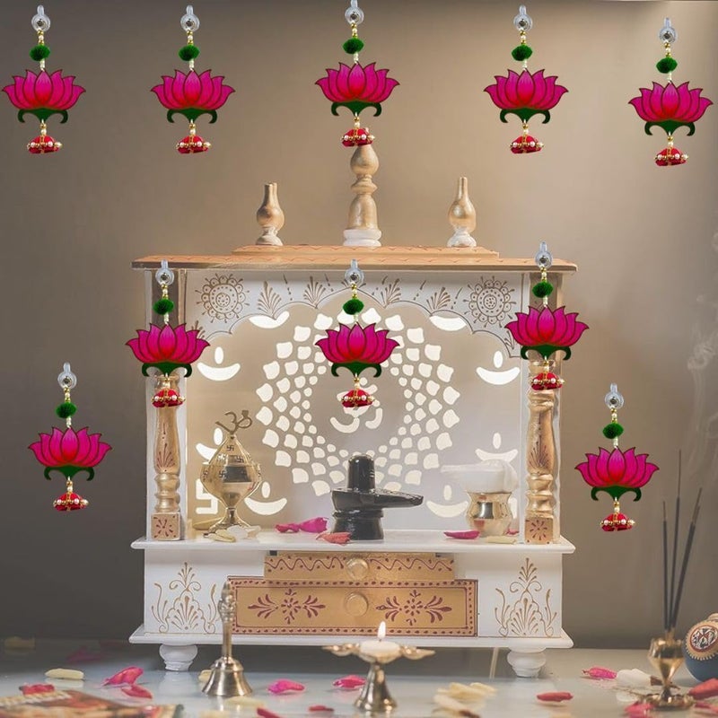 TodFod Smaran Lotus Door Wall Hanging Latkan Set of 10 for Decoration Traditional Handmade Thoranam for Diwali Festival Pooja Wedding Home and Office Wall Decoration Door Pink Lotus Hangings  - Image 4