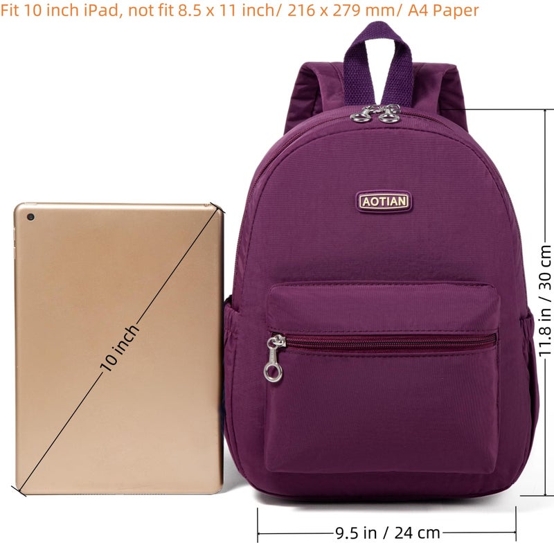 AOTIAN Mini Lightweight 11.8 Inch Backpack Durable Travel Hiking Women and Girls Small Daypack, 7 Liters Purple - Image 3