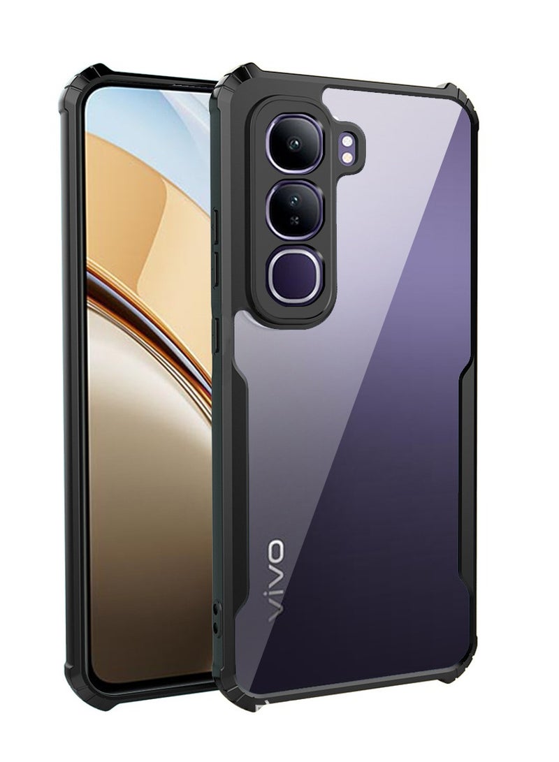 vivo V40 Lite 5G Case Cover, Ultra-Thin Lightweight Cover Soft TPU Bumper, Acrylic Clear Back Mobile Phone Case Cover for vivo V40 Lite 5G, Black - Image 1