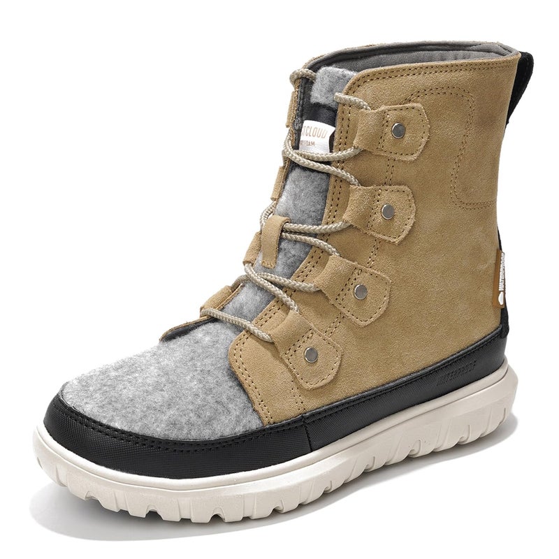 Project Cloud 100% Genuine Leather Womens Snow Boots- Genuine Leather Waterproof Memory Foam Insole and Non-Slip Winter Snow Boots For Women Footwear - Outdoor Shoes (Leonora, Taupe, 7) - Image 1