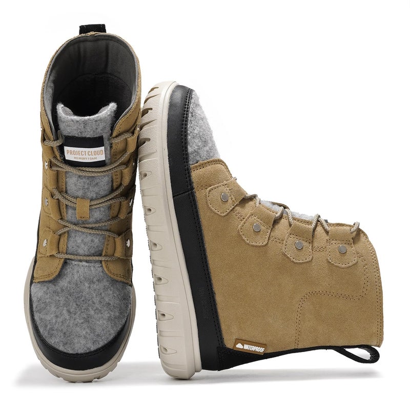 Project Cloud 100% Genuine Leather Womens Snow Boots- Genuine Leather Waterproof Memory Foam Insole and Non-Slip Winter Snow Boots For Women Footwear - Outdoor Shoes (Leonora, Taupe, 7) - Image 2
