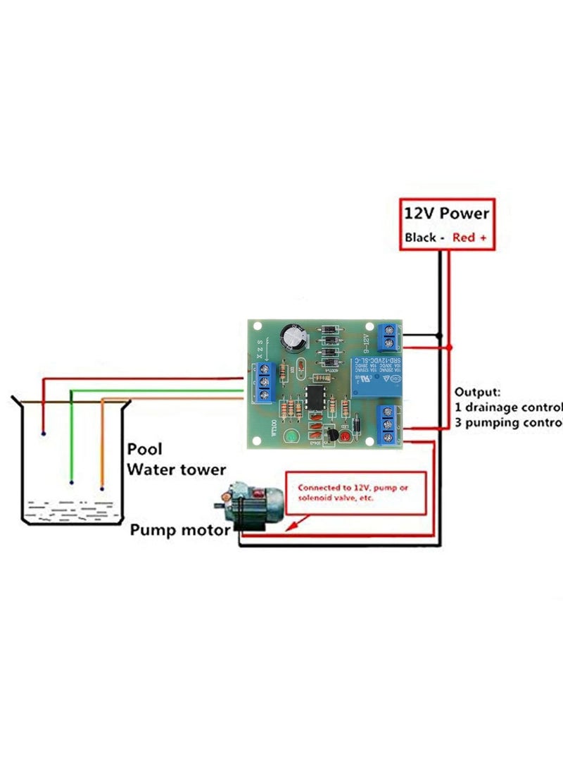 Water Level Controller Module, Automatic Water Level Controller Relay Output Automatically Low Power Consumption Liquid Level Switch Module 9‑12V