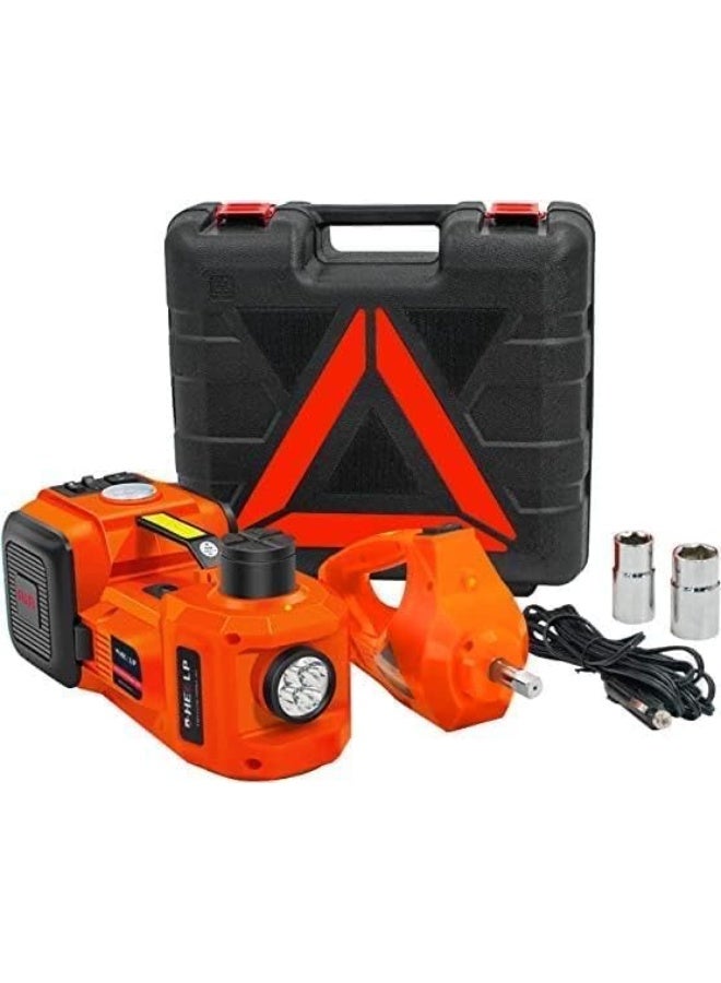 SHEZA STAR Electric Car Jack Kit with LED Light, 2 Ton Lifting Capacity, 12V DC, Storage Case, Orange - Image 1