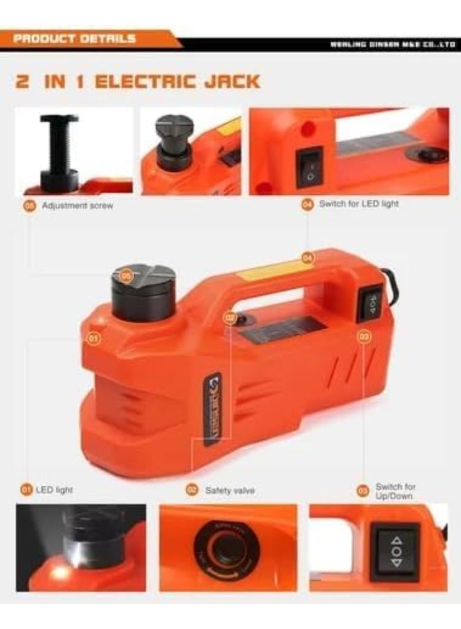 SHEZA STAR Electric Car Jack Kit with LED Light, 2 Ton Lifting Capacity, 12V DC, Storage Case, Orange - Image 5