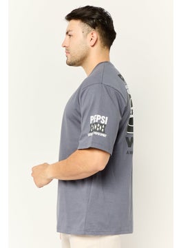 Pepsi Men Crew Neck Short Sleeves Pepsi Print T-Shirt, Charcoal  - Image 3