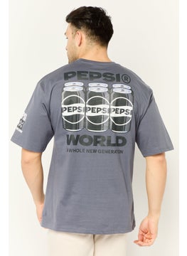 Pepsi Men Crew Neck Short Sleeves Pepsi Print T-Shirt, Charcoal  - Image 4