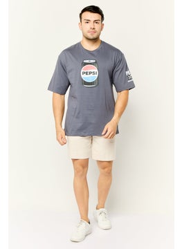 Pepsi Men Crew Neck Short Sleeves Pepsi Print T-Shirt, Charcoal  - Image 2