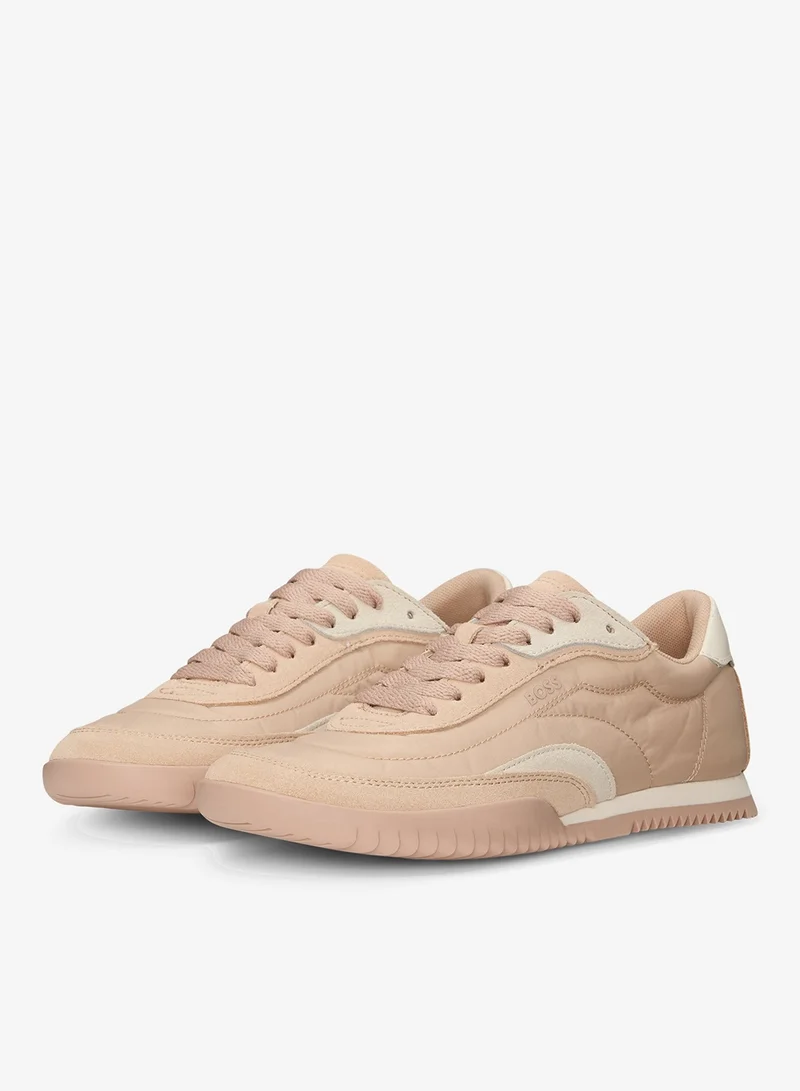 BOSS Low-top trainers in fabric and suede