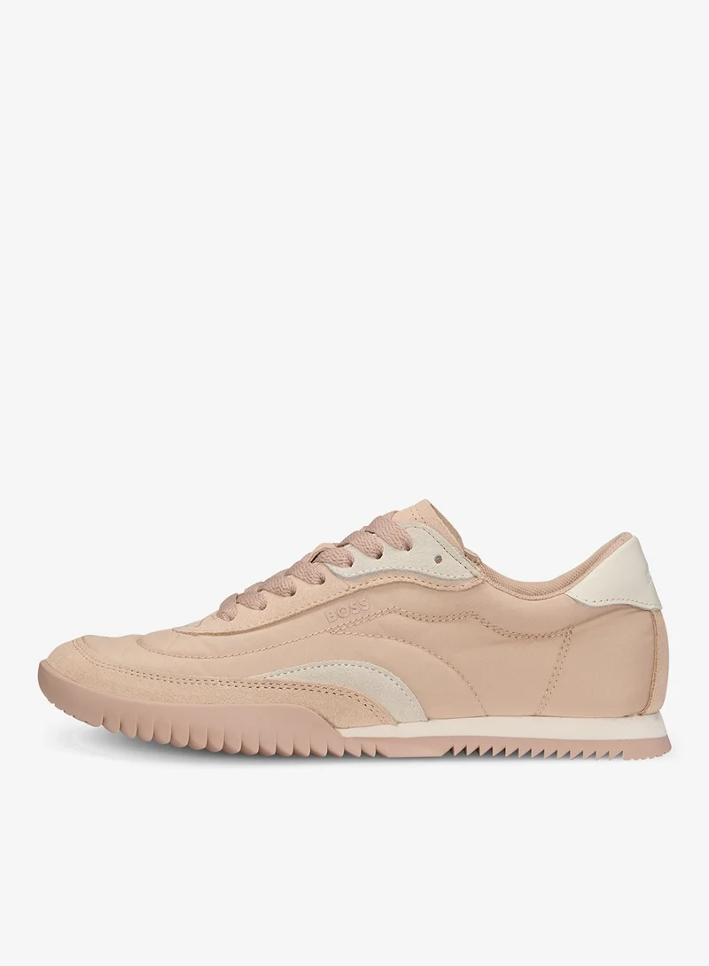 BOSS Low-top trainers in fabric and suede