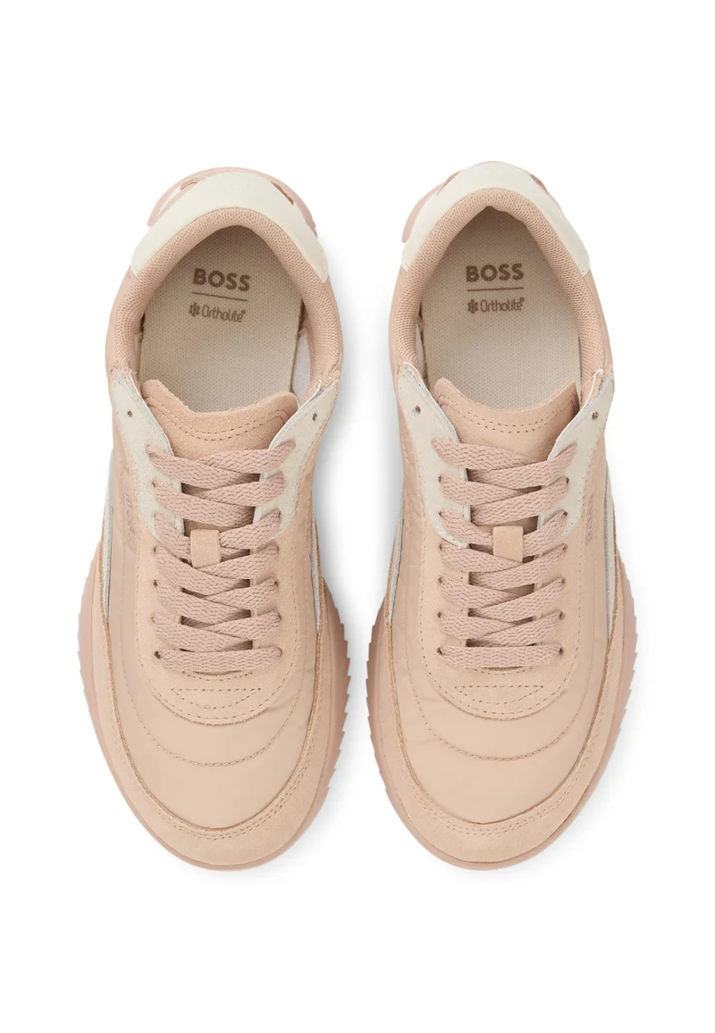BOSS Low-top trainers in fabric and suede