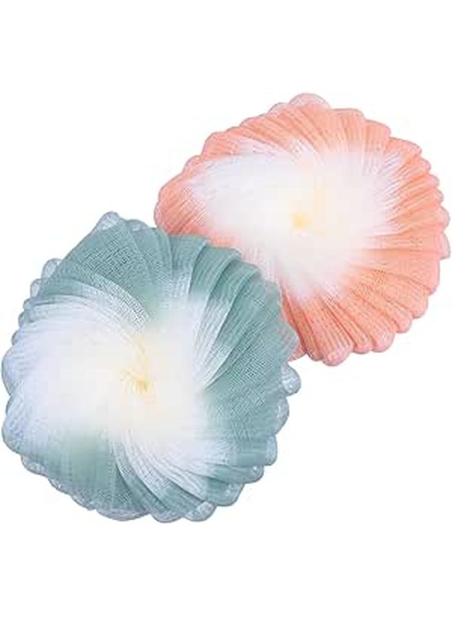 Dual Color Bath Mesh Poufs Shower Scrubber Balls Gentle Body Sponge For Men Women - Image 1