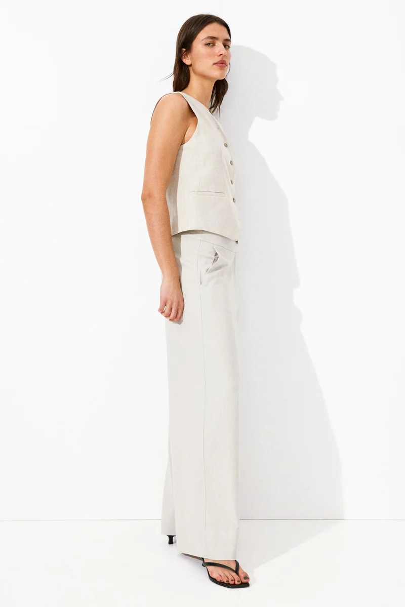 H&M Wide linen-blend trousers