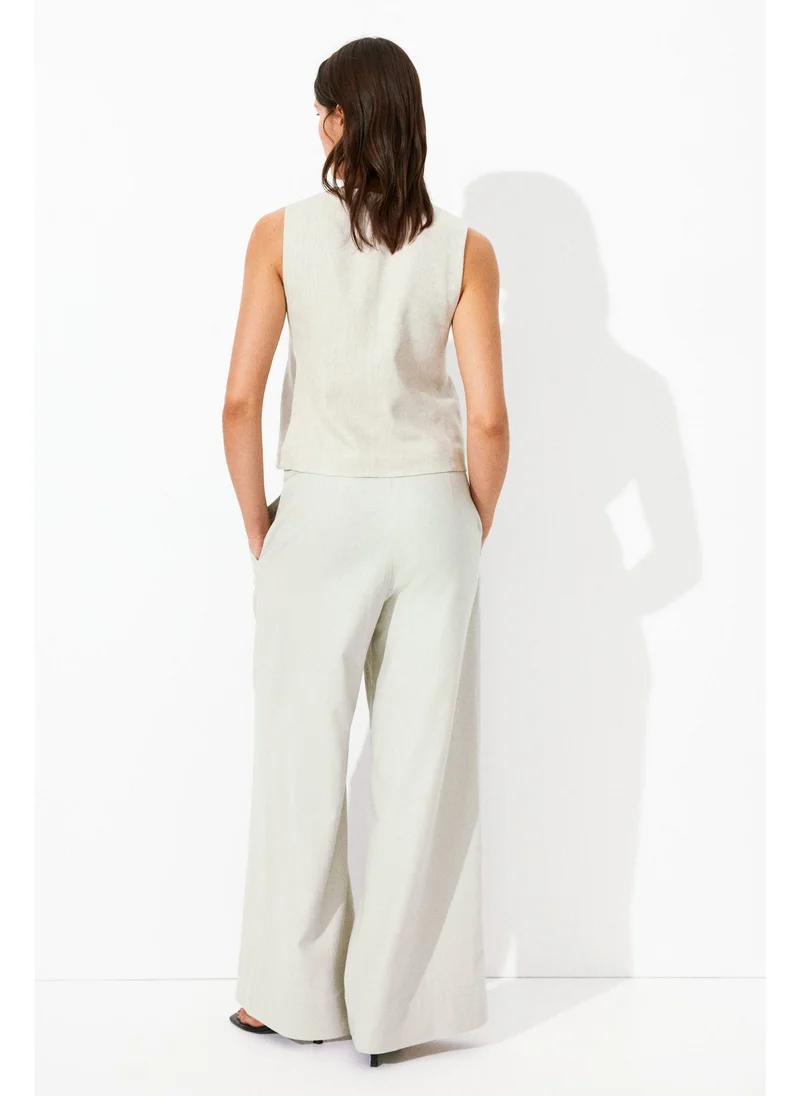 اتش اند ام Wide linen-blend trousers
