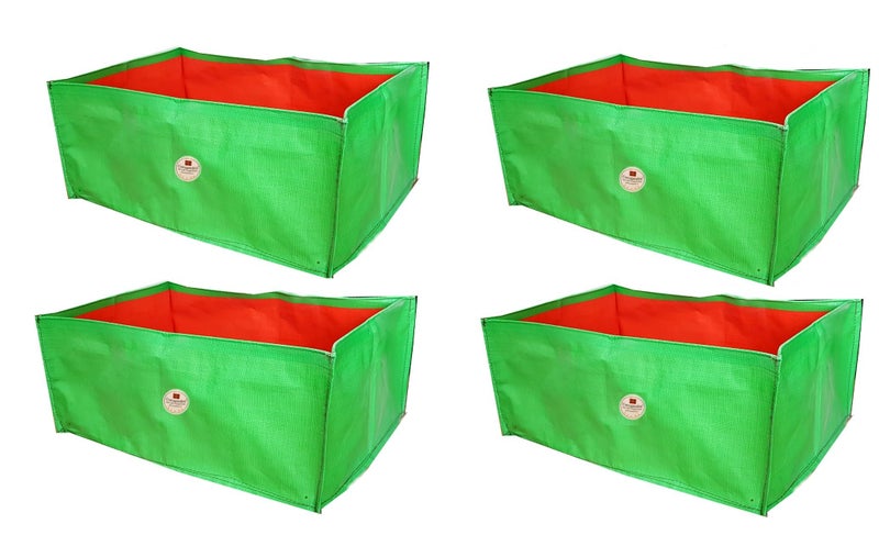 cocogarden Green Grow Bags 18X12X9 inch (Pack of 4) | HDPE UV Protected | Rectangular Grow Bags Home Gardening | Leafy Fruits Vegetable Plants Growing Bags for Terrace Gardening Setup - Image 1