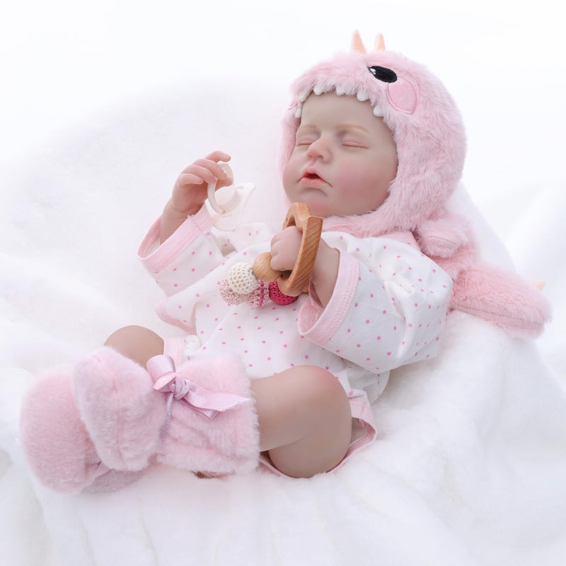 Cloveray Reborn Baby Dolls 20 Inch Real Baby Dolls That Look Real Full Body Vinyl Girl Doll in Pastel Pink Outfit with Hat Boots Lifelike Newborn with Accessories Gift for Girls Ages 3 - Image 3