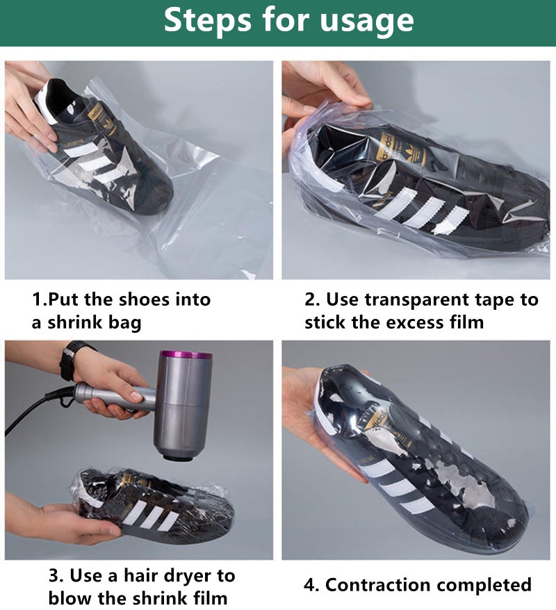 Simidobook 100-Pack Shoe Shrink Wrap Bags - 11x18 Inches Sneaker Heat Shrink Wrap for Men & Women - Shoe Organizer Bags to Prevent Sole Yellowing & Keep Dust Away (100) - Image 5