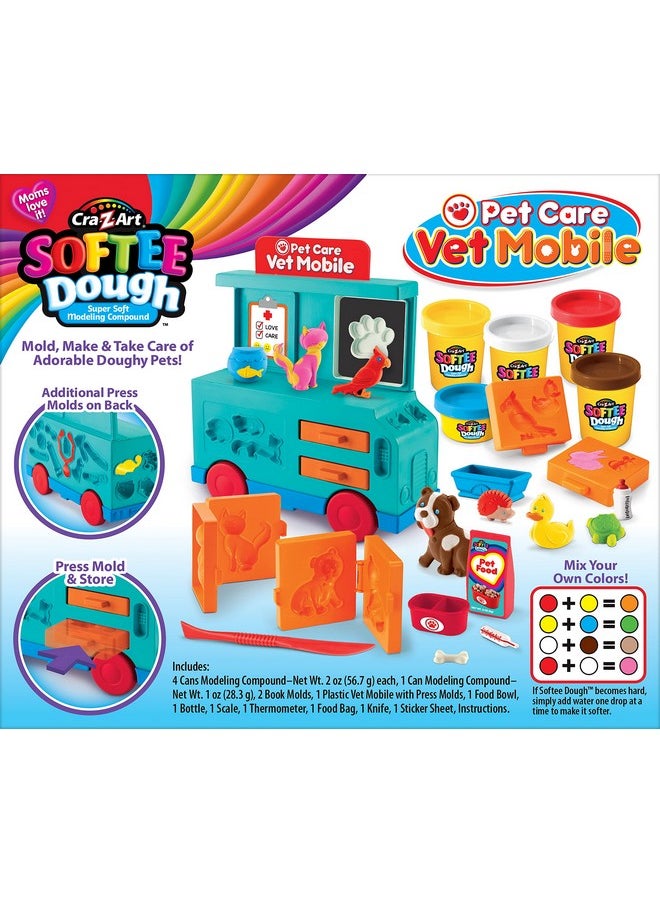 Cra-Z-Art - Cra-Z-Art Softee Dough Pet Care Vet Mobile Playset, Modeling Dough Play Toy for Kids Ages 3 Years and Up - Image 1