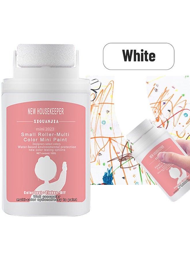XIGUANJIA Small Roller-Multi Color Mini Paint, Portable DIY Decoration Wall Repair Roller Latex Paint, Fill Quick, Water Proof Removing Wall Stains, Environmentally Friendly White Latex Paint - 100G - Image 1