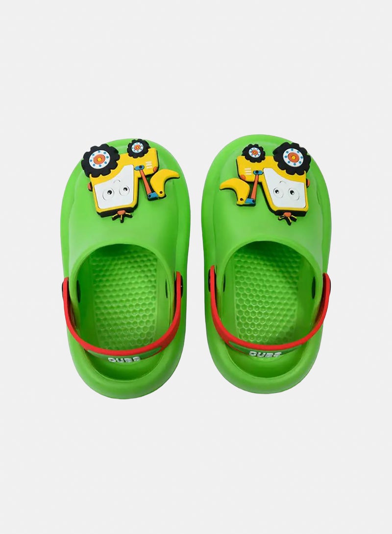 CUBS Boys Rubber Clogs – Green with Tractor Design - Image 1