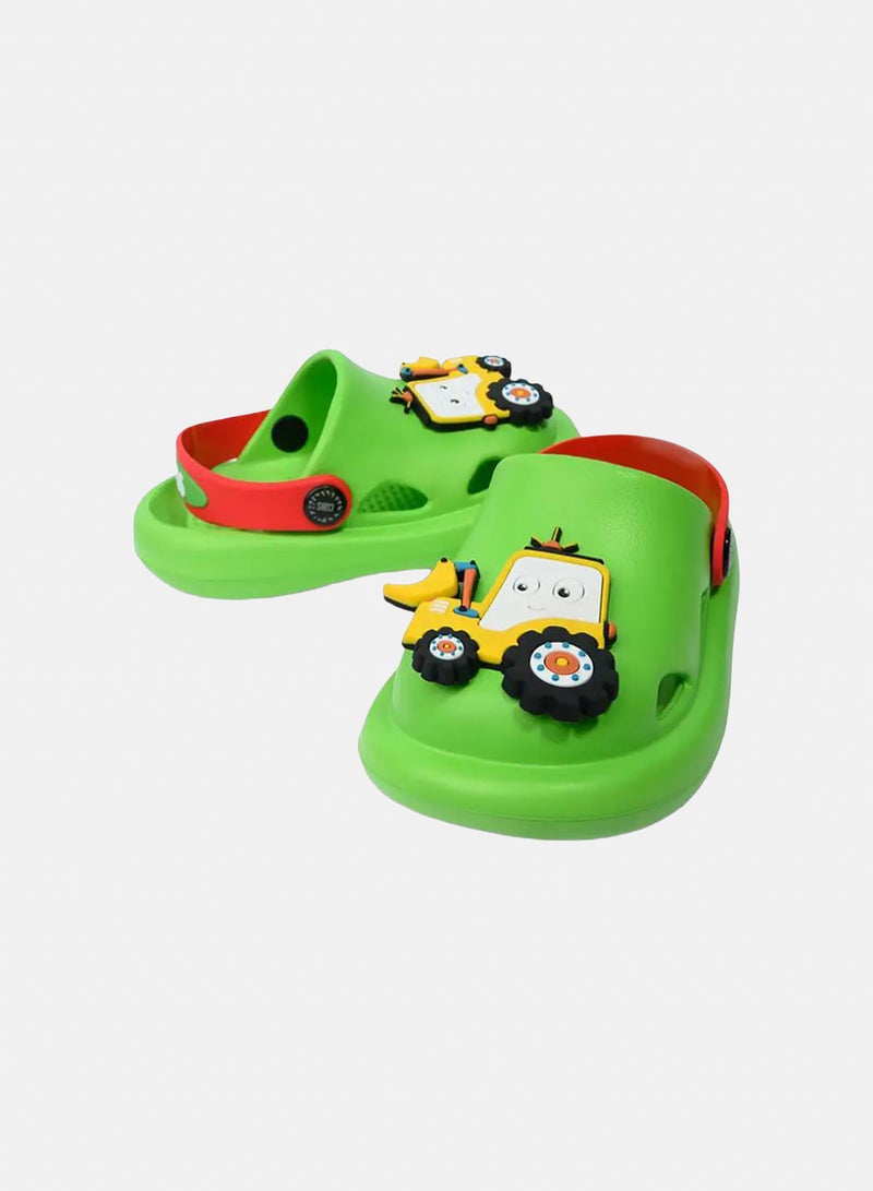 CUBS Boys Rubber Clogs – Green with Tractor Design - Image 2