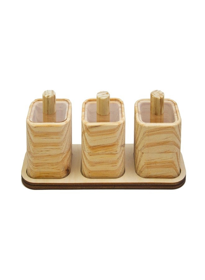 Keebori Wooden Spice Box Set – Transparent Lids, Tray | Wooden Masala Dabba for Sugar, Salt, Spices |Multipurpose Organizer for Kitchen Organizer & Condiment Holder (3) - Image 1