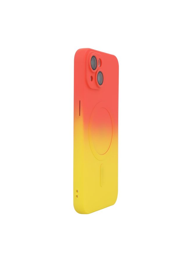 HuHa Case Cover For iPhone 14 ENKAY Hat-Prince MagSafe Rainbow Gradient Silicone Phone Case with Lens Film Orange Yellow 