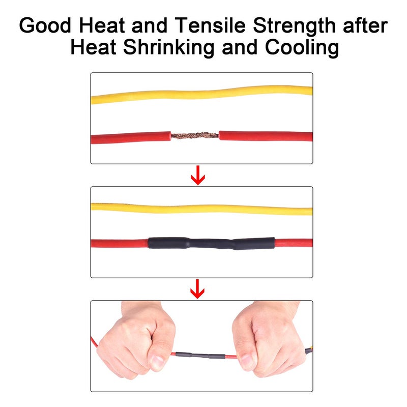 XHF 205 PCS Length 3.5" Black 3:1 Heat Shrink Tubing Assortment Kit Large Size Marine Grade Adhesive Lined Waterproof Automotive Electrical Tube, Insulation Sealing - Image 3