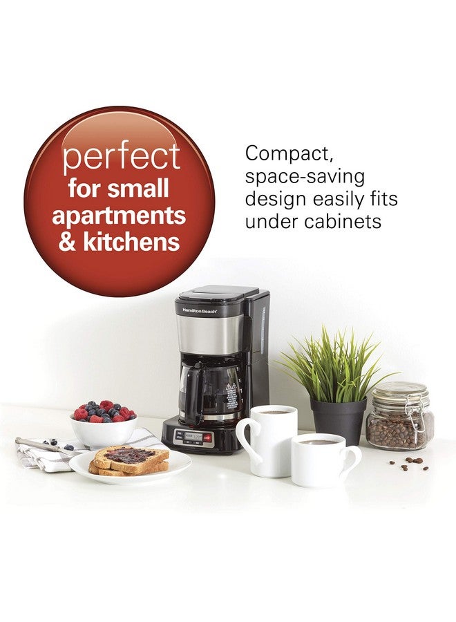 هاملتون بيتش التجارية ماكينة تحضير قهوة هاميلتون بيتش ٥ أكواب مع سلة تعبئة أمامية سهلة، تصميم صغير، ساعة قابلة للبرمجة، إبريق زجاجي، خاصية الإيقاف المؤقت والصب التلقائي، لون أسود وفولاذ مقاوم للصدأ (٤٦١١١) - Image 2