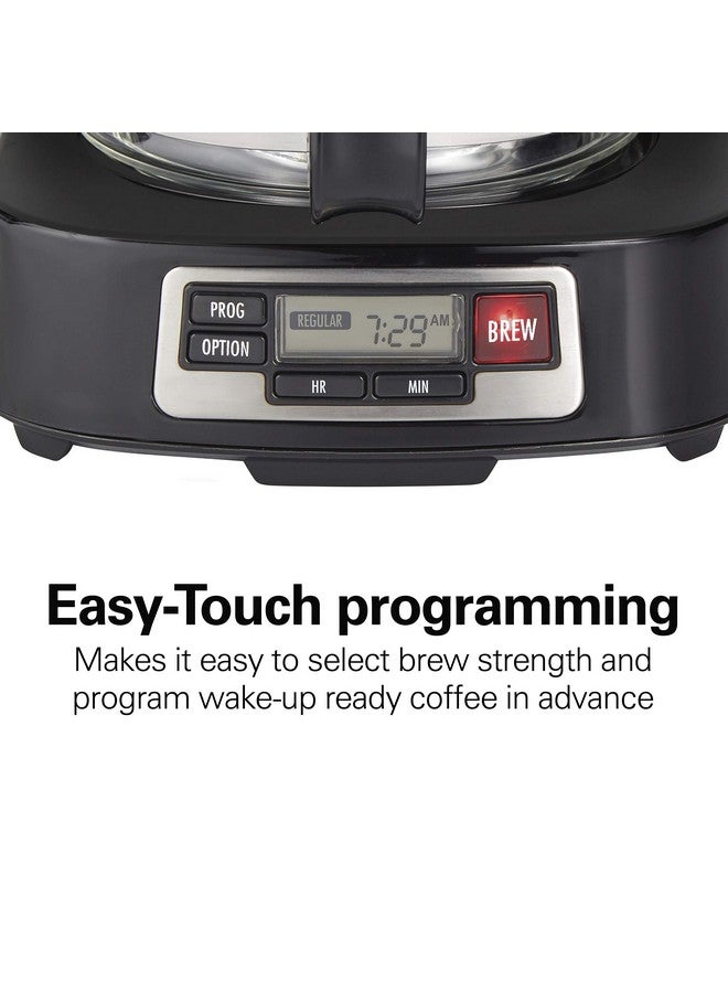 هاملتون بيتش التجارية ماكينة تحضير قهوة هاميلتون بيتش ٥ أكواب مع سلة تعبئة أمامية سهلة، تصميم صغير، ساعة قابلة للبرمجة، إبريق زجاجي، خاصية الإيقاف المؤقت والصب التلقائي، لون أسود وفولاذ مقاوم للصدأ (٤٦١١١) - Image 5