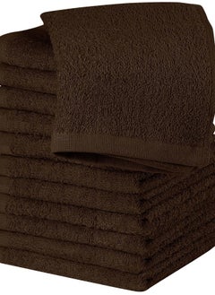Utopia Towels 12 Pack Cotton Washcloths Set, 100% Ring Spun Cotton, Premium Flannel Face Cloths, Highly Absorbent and Soft Feel Fingertip Towels, Brown  - Image 1