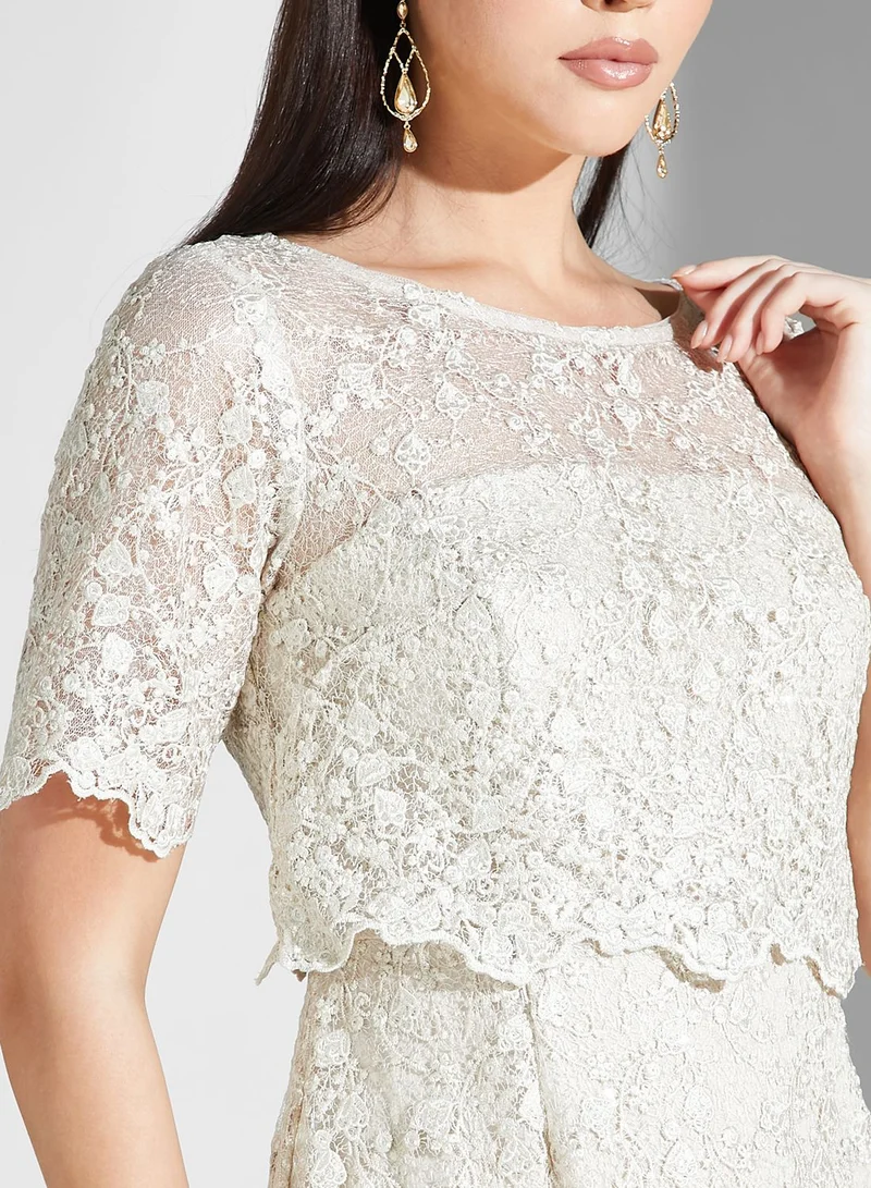 Adrianna Papell Sequin Detail Tiered Dress