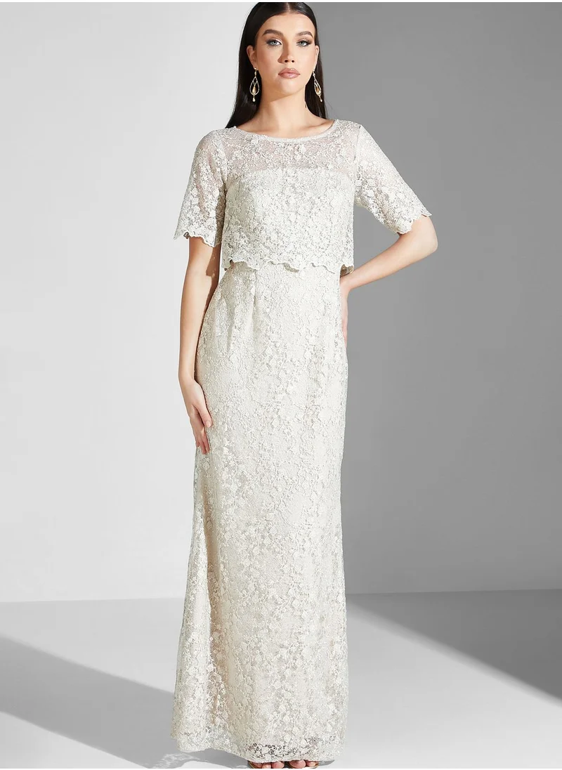 Adrianna Papell Sequin Detail Tiered Dress