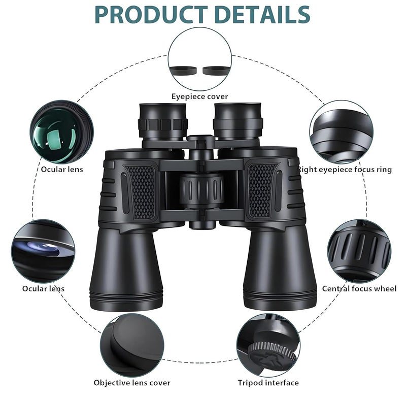 GHIME Binoculars for Long Distance, 7x50 Ultra HD Binocular for Bird Watching, Wildlife and Range 2000 Meter with Phone Adapter, Storage Bag, Wide Eyepiece and Bright BAK 4 Glass - Image 2