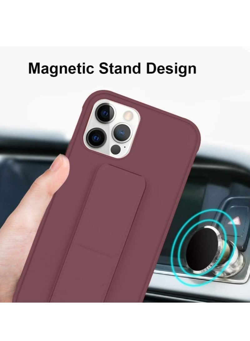 NEW iPhone 16 Pro Max Maroon Magnetic Car Mount Kickstand Case – Premium Silicone with Vertical & Horizontal Hand Strap and Multi-Stand - Image 4