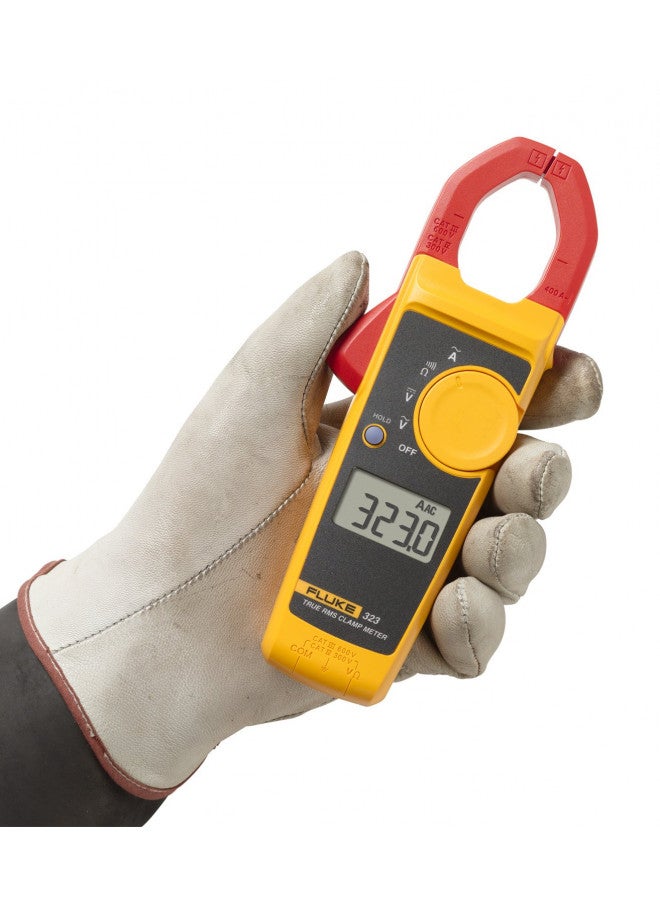 FLUKE Fluke 323 Clamp Meter For Commercial/Residential Electricians, Measures AC Current To 400 A,Measures AC/DC Voltage To 600 V, Includes 2 Year Warranty And Soft Carrying Case,Multicolor,8"x3"x2" 