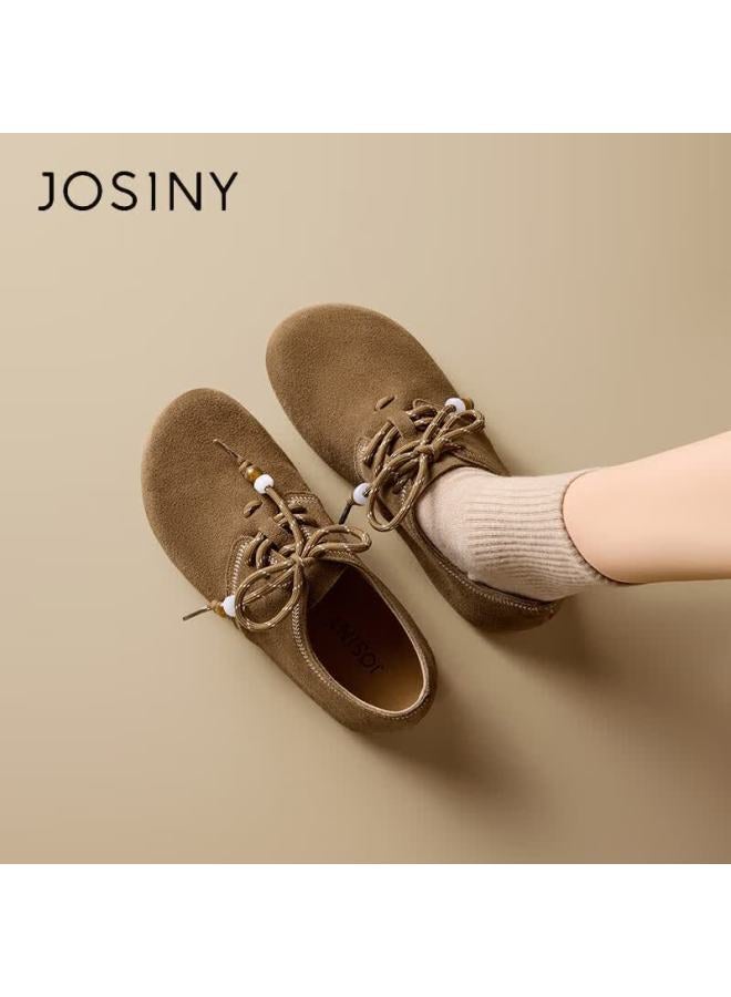Josiny Zhuoshini Women's Genuine Leather Birkenstock Shoes  Spring New Thick Sole Slip-on Soft Sole Shoes Gray Green Size 36 - Image 2