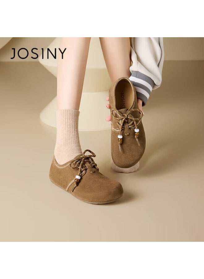 Josiny Zhuoshini Women's Genuine Leather Birkenstock Shoes  Spring New Thick Sole Slip-on Soft Sole Shoes Gray Green Size 36 - Image 5