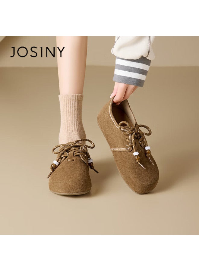 Josiny Zhuoshini Women's Genuine Leather Birkenstock Shoes  Spring New Thick Sole Slip-on Soft Sole Shoes Gray Green Size 36 - Image 3