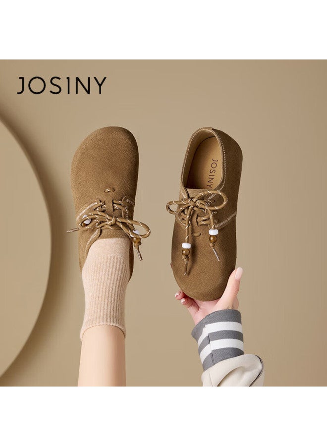 Josiny Zhuoshini Women's Genuine Leather Birkenstock Shoes  Spring New Thick Sole Slip-on Soft Sole Shoes Gray Green Size 36 - Image 1