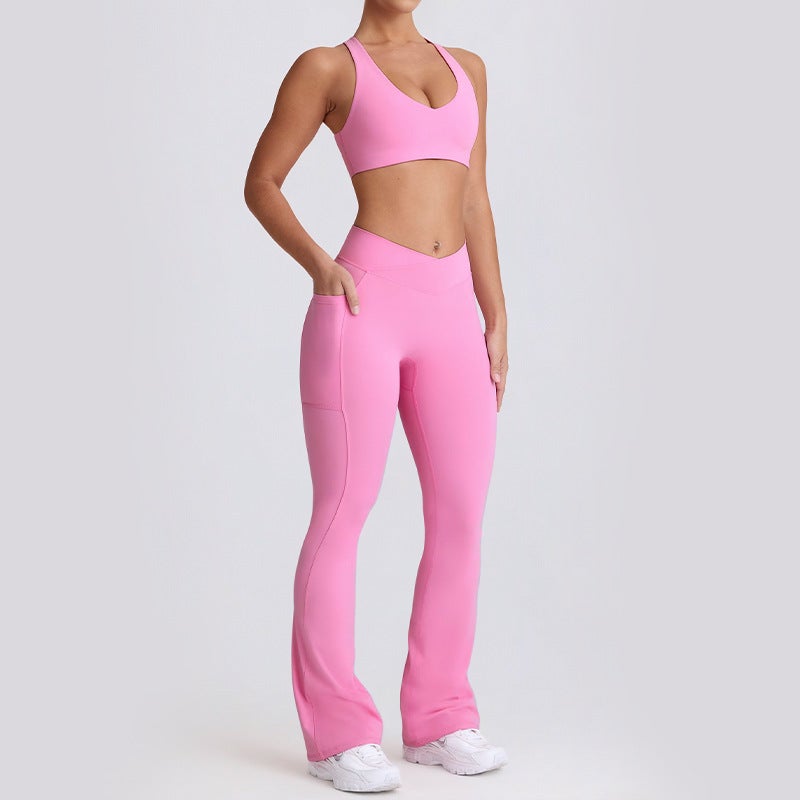 Women's Quick-Dry Yoga Suit Set - Sleeveless Athletic Fitness Outfit with Moisture-Wicking Fabric