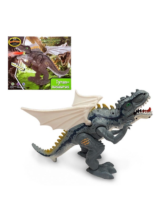Geospace New Dragon Walking Dinosaur Toy - Smoke Breathing Walking Dinosaur Dragon Toy With Walking Motions, Lights & Roaring Sound Effects (T-Rex) - Image 1