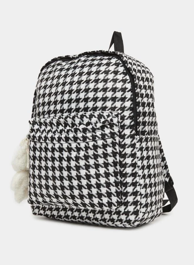 Styli Styli Houndstooth Backpack with Bear Charm