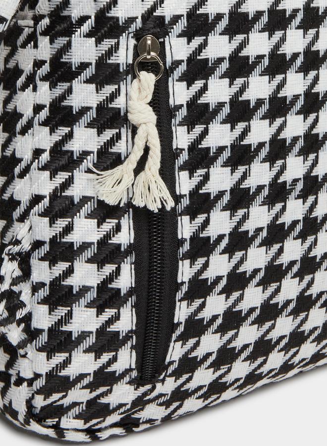 Styli Houndstooth Backpack with Bear Charm 30x13x42cm - Image 4
