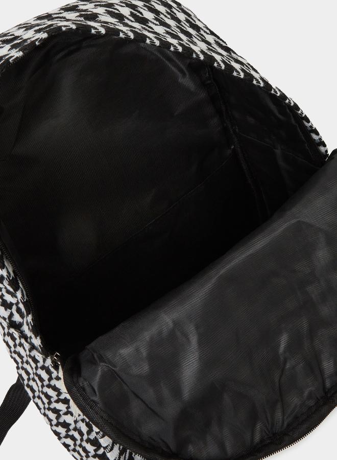 Styli Houndstooth Backpack with Bear Charm 30x13x42cm - Image 5
