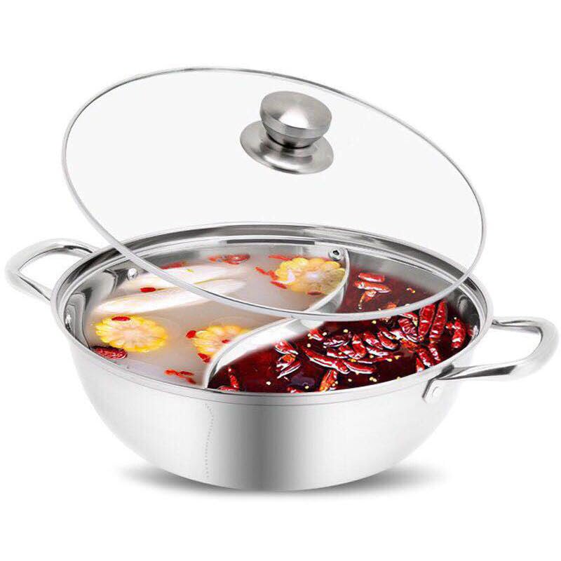 Delavala Food Grade Stainless Steel Shabu Shabu Hot Pot with DividerLid for Induction Cooktop Gas Stove Dual Sided Soup Cookware - Image 1